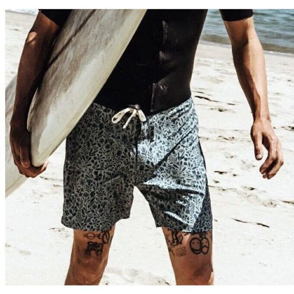 Taylor Stitch Bo Boardie Board Shorts In‎ Sea Floral Zip Pocket Men's 29